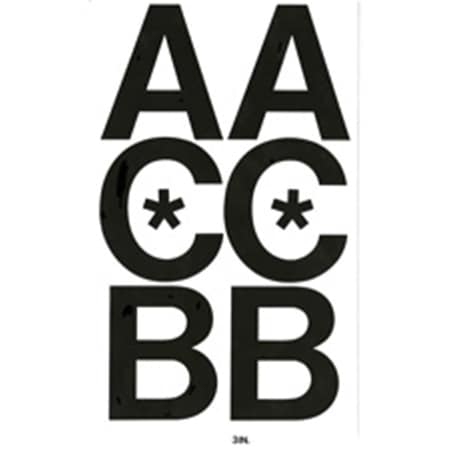 Chartpak Vinyl Capital Letters, Adhesive, 6 in., 38 Letters, Black CH463884